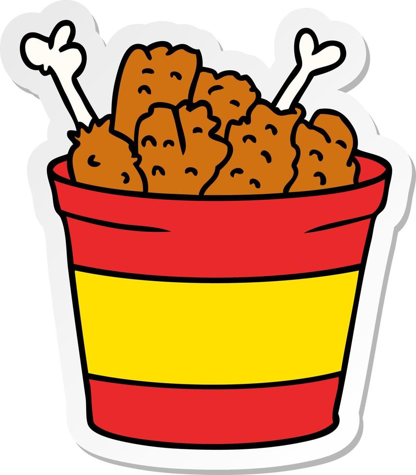 sticker cartoon doodle bucket of fried chicken vector