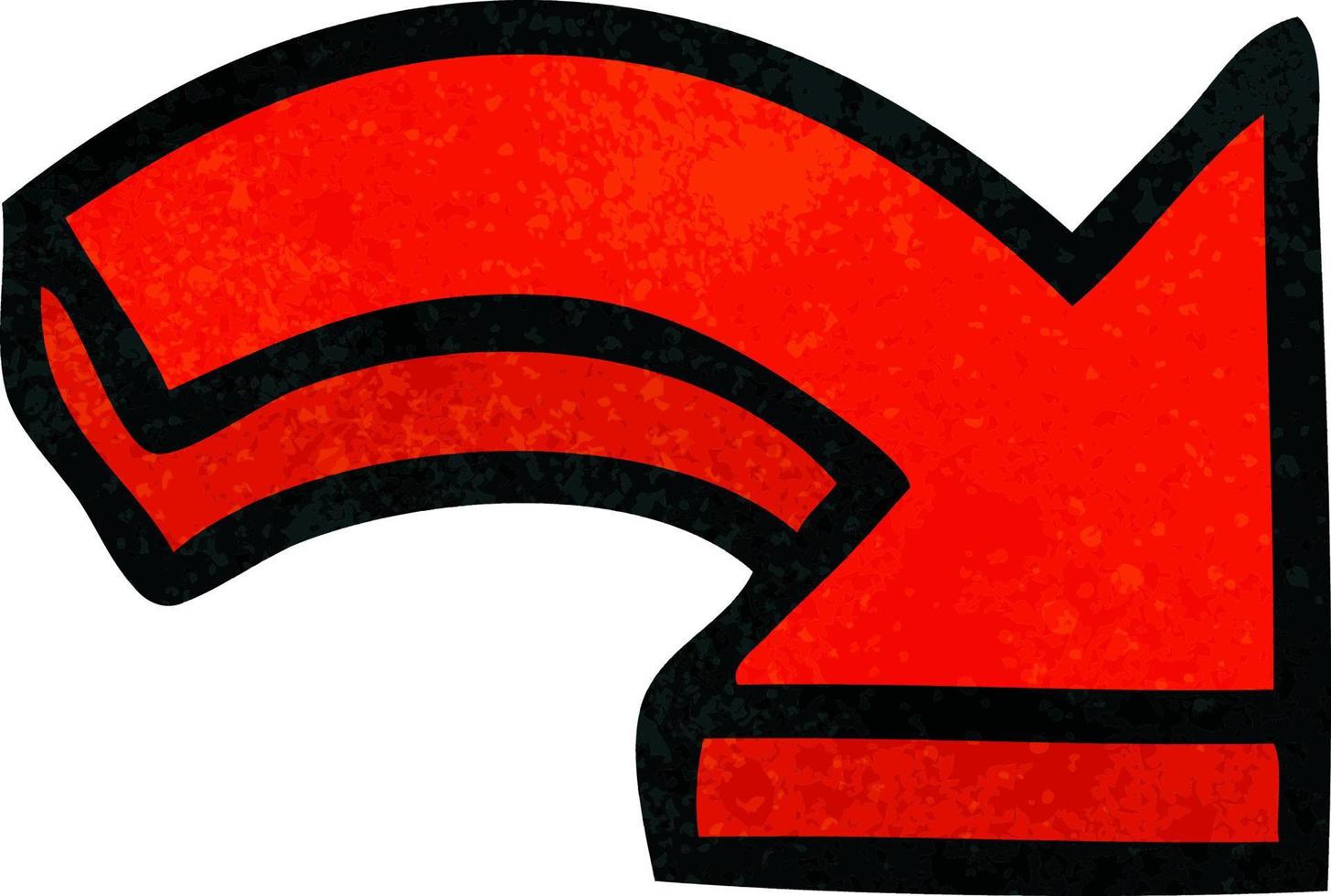 retro grunge texture cartoon pointing arrow vector