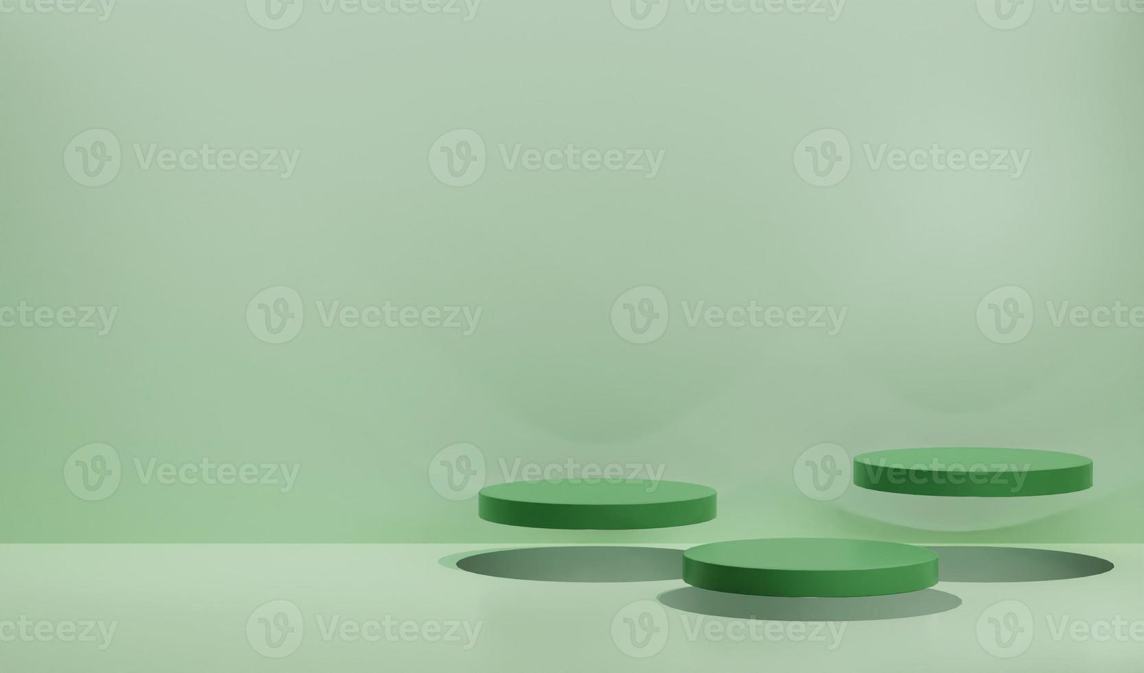 Green pastel podium with soft backdrops. Perfect for showing product and presentation. Beautiful light and shadow effect. -3D Rendering photo