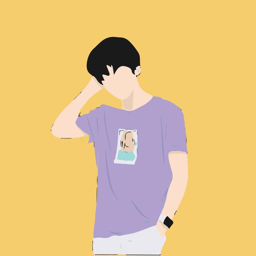 hombre con estilo coreano, fondo de pantalla de chico minimalista, moda de hombre vector