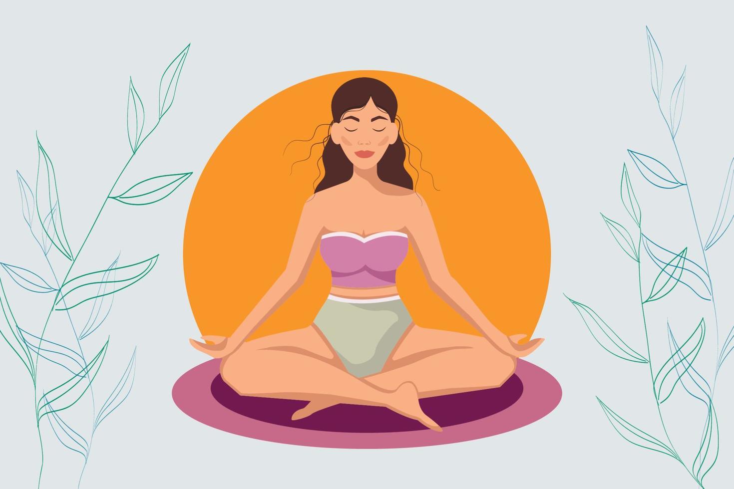 Meditation pose, yoga, pilates. vector