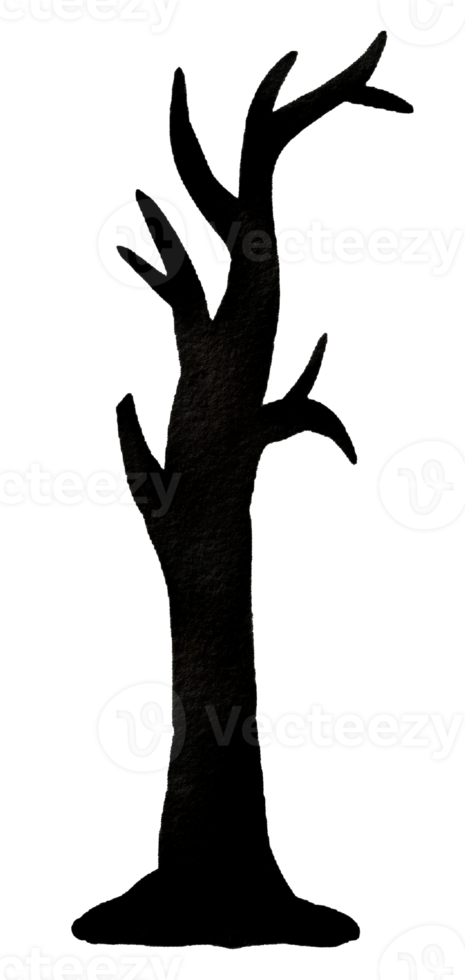 silueta de árbol de miedo de halloween png