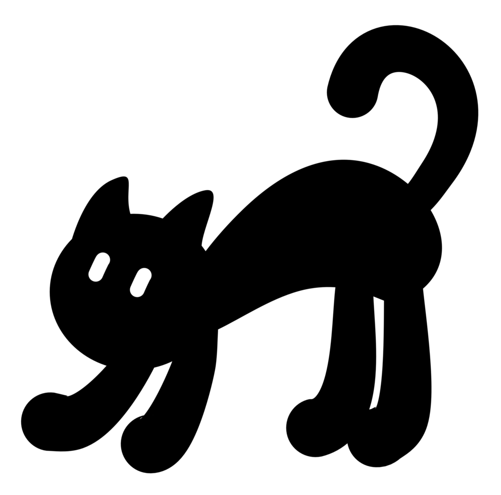 halloween svart katt silhuett utgör png