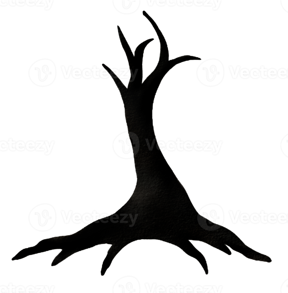 Halloween scary tree silhouette png