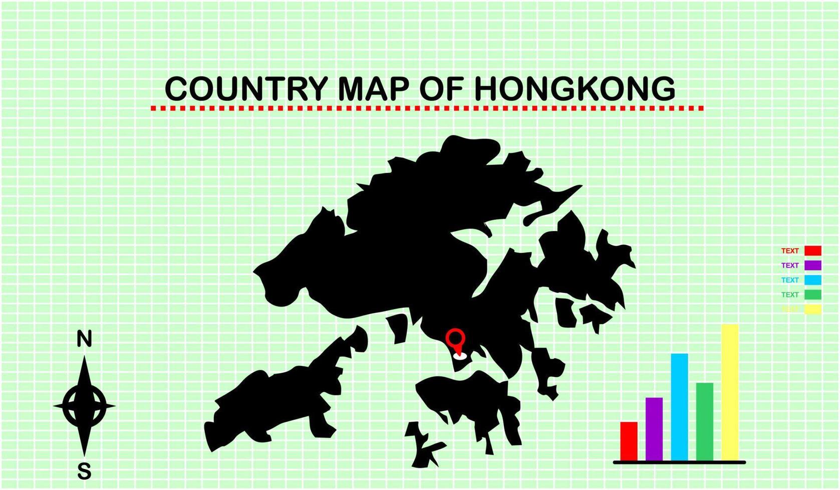 mapa vectorial de hong kong con fondo de cuadrícula. acompañado de diagramas gráficos vector