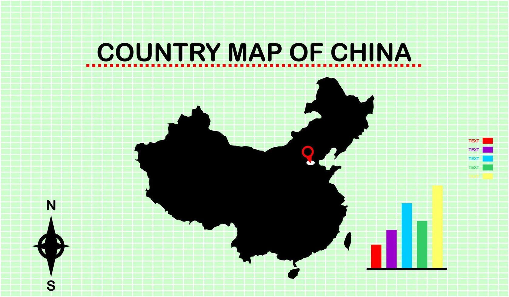 VECTOR MAP OF CHINA WITH GRID BACKGROUND. ACCOMPANYED WITH DIAGRAM GRAPHICS