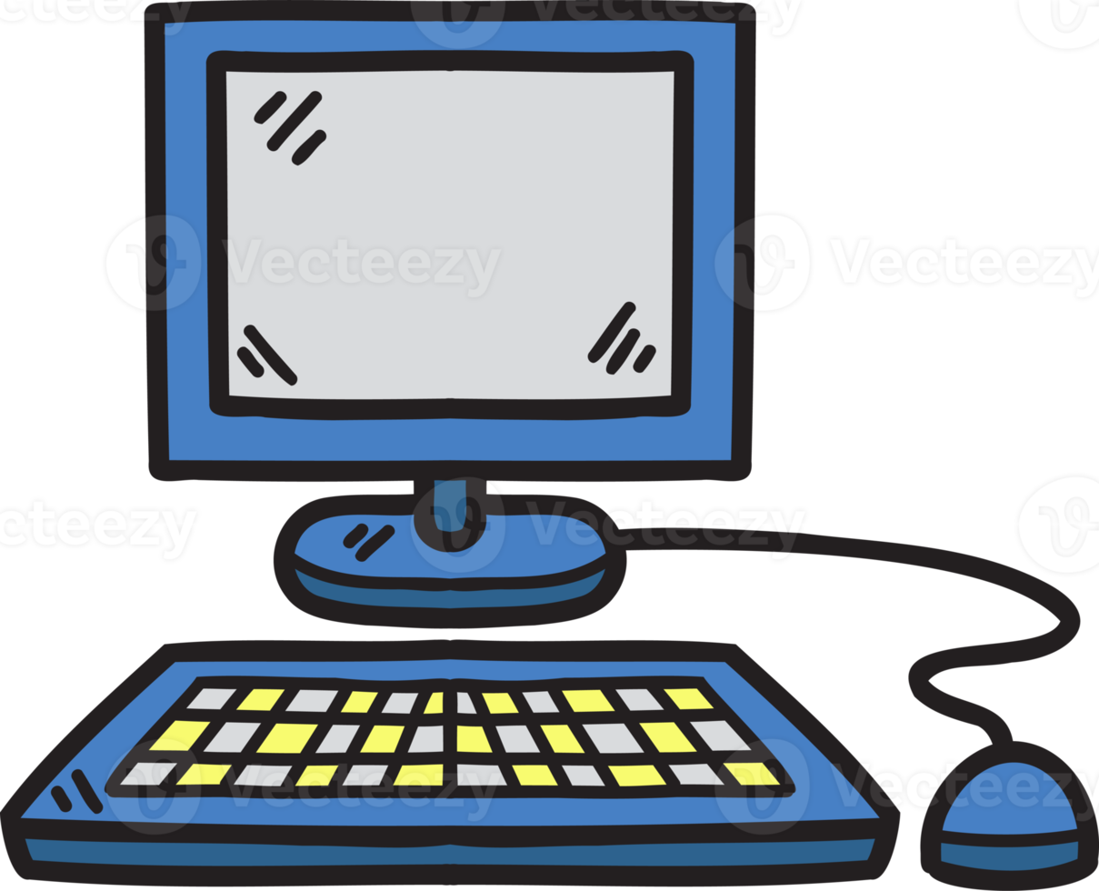 Hand Drawn personal computer illustration png
