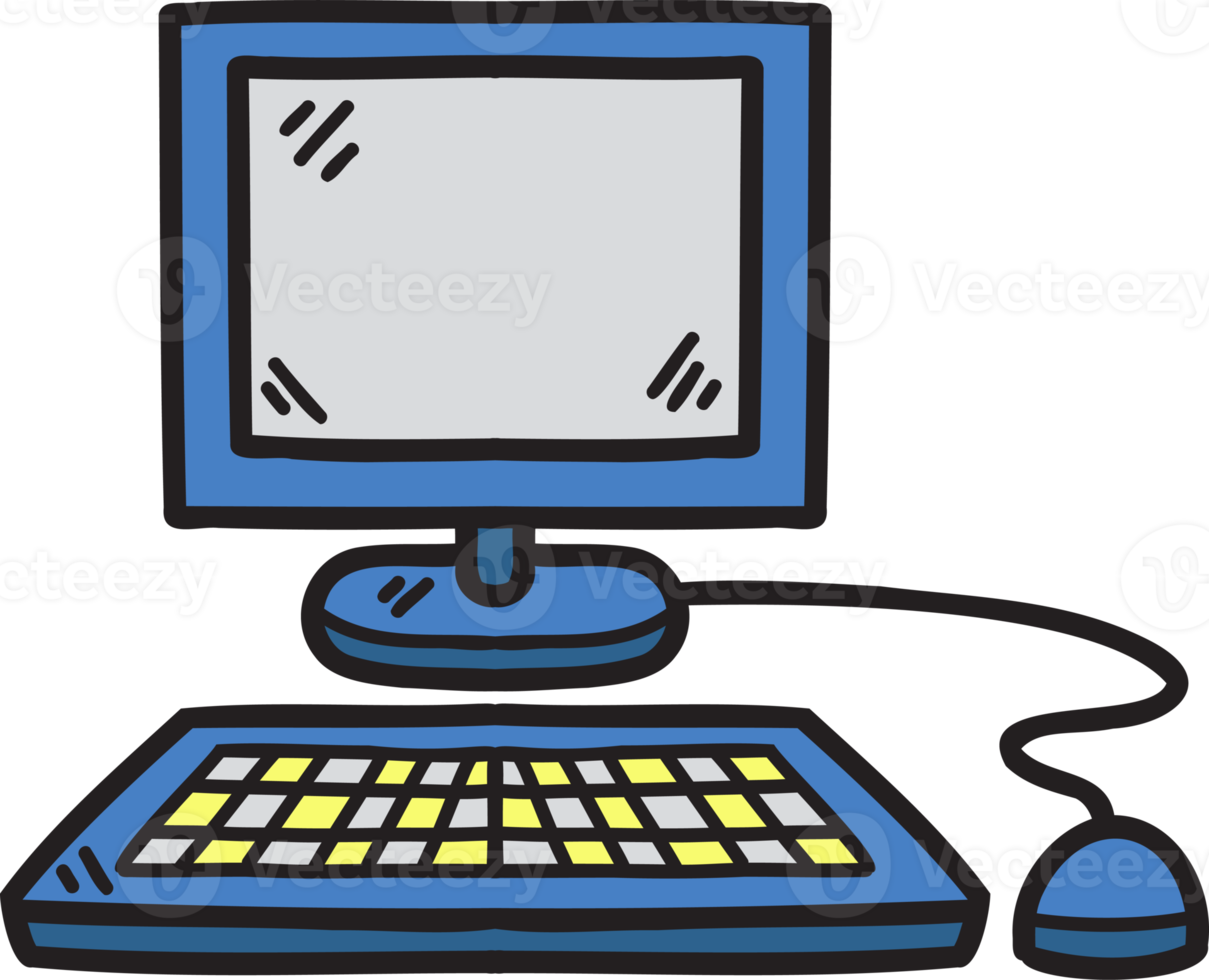 ilustração de computador pessoal desenhada à mão png