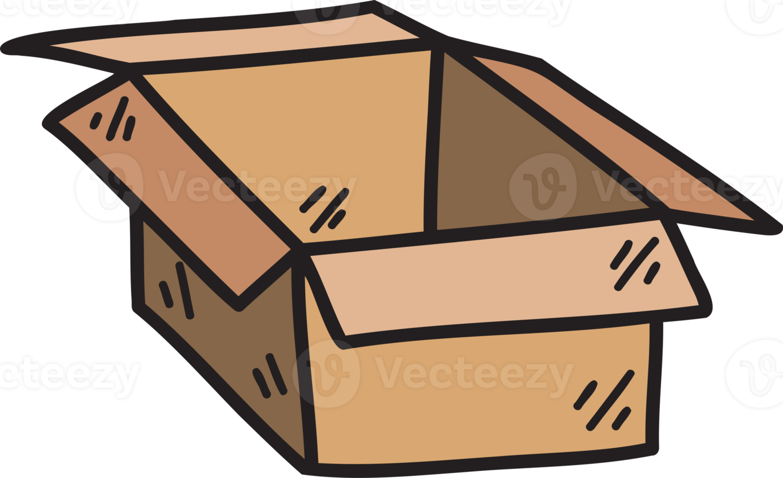 Hand Drawn open box illustration png