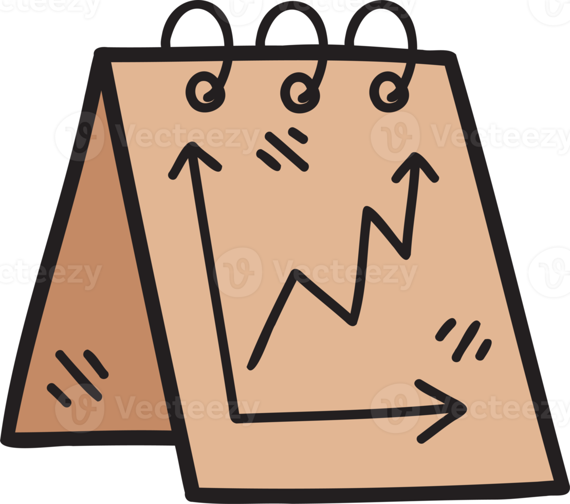 Hand Drawn Stock graphs and notebooks illustration png