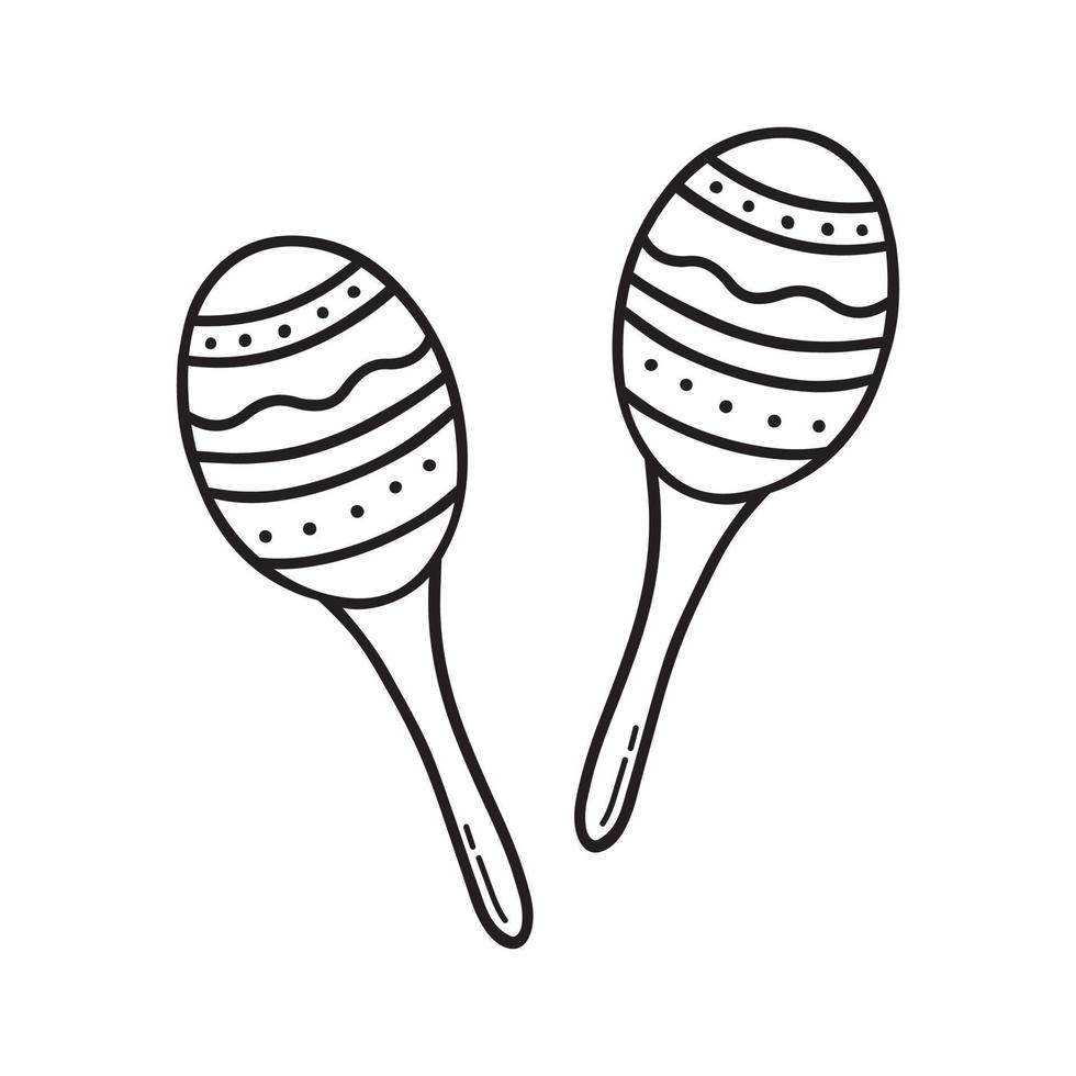 Hand drawn maracas doodle. Musical instrument in sketch style. Vector illustration isolated on white background