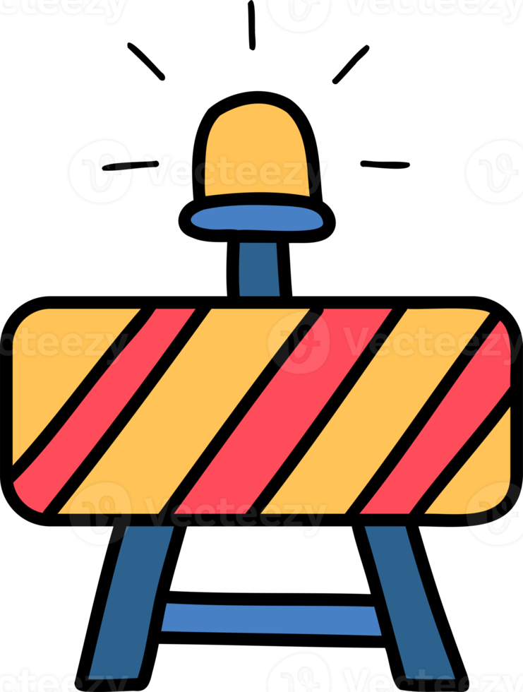 ilustração de sinal de aviso de construção desenhada à mão png