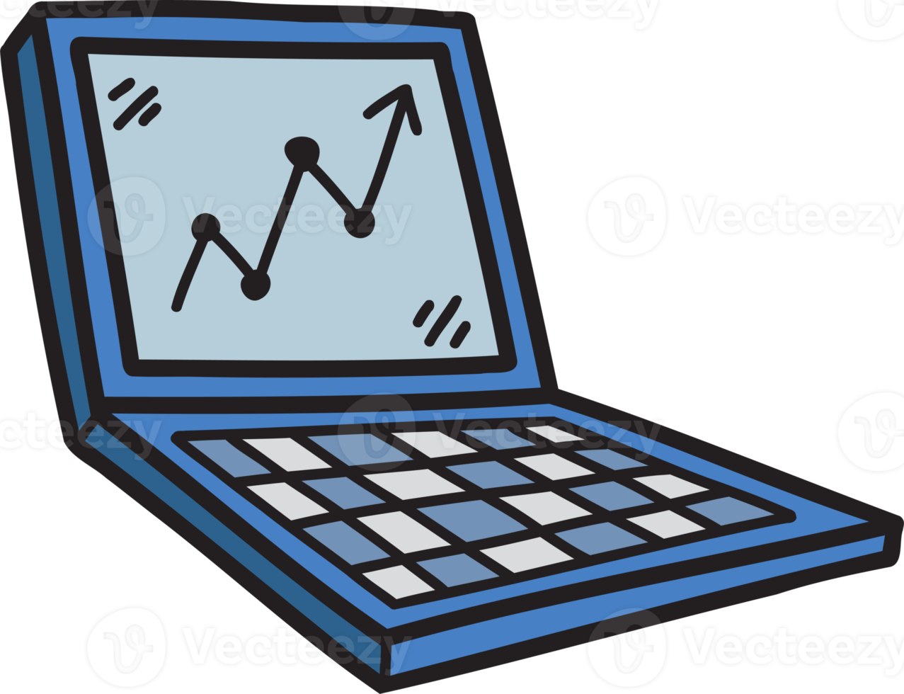 laptop desenhado à mão e ilustração de ações png