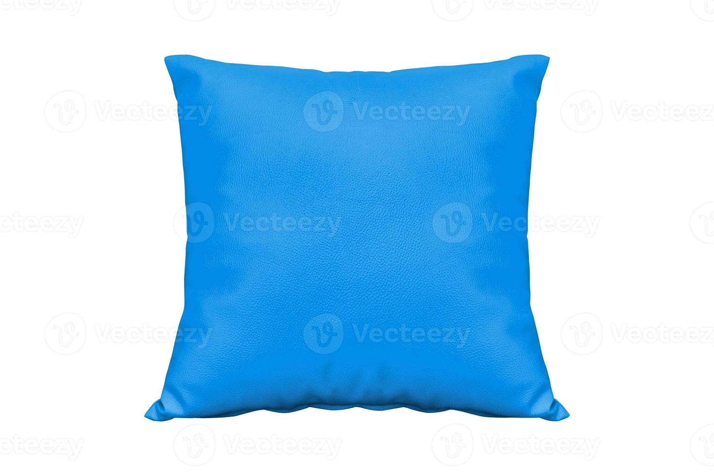Cyan leather pillow isolated. photo