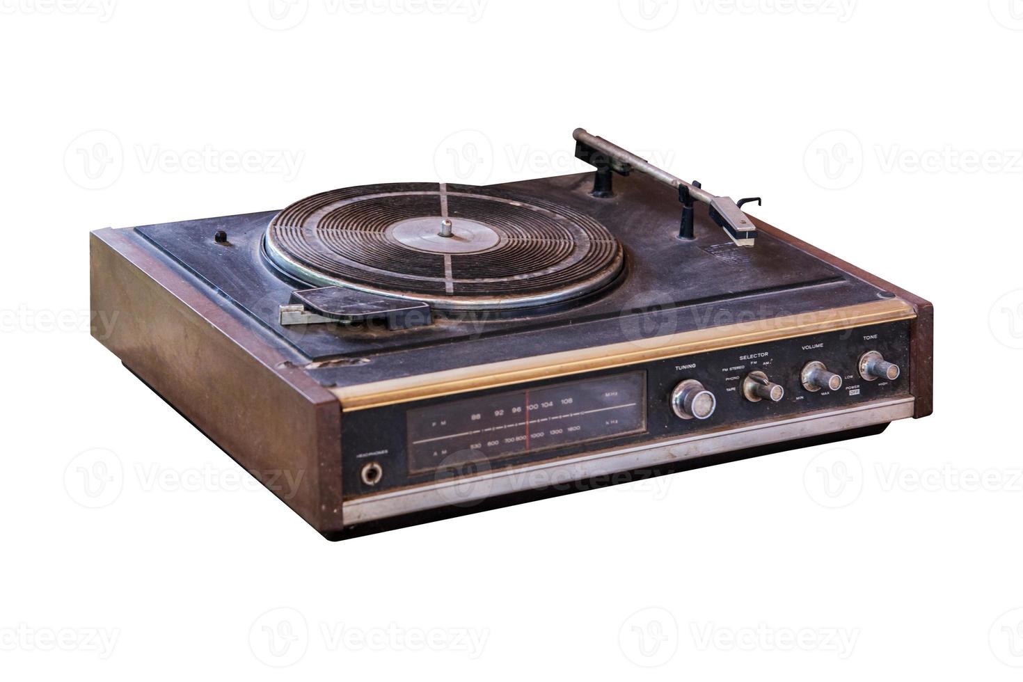 Old turntable player isolated. photo