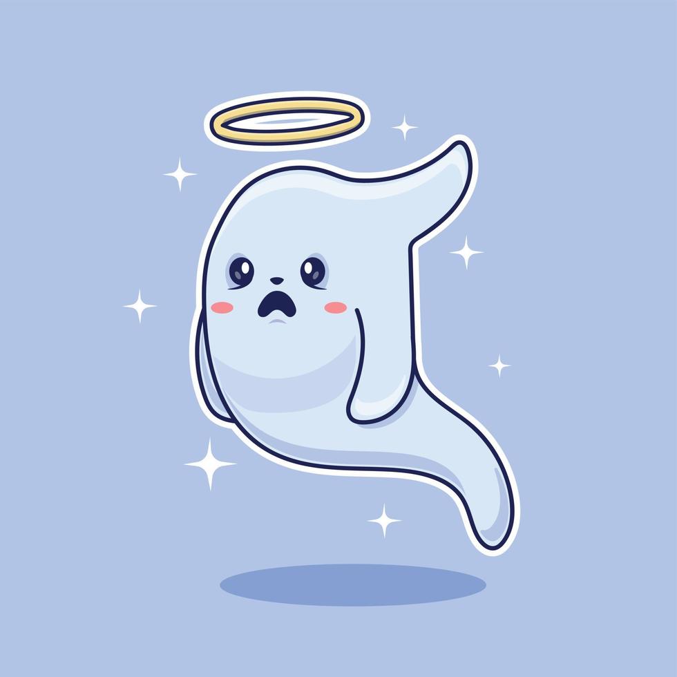 Cute cartoon ghost in vector illustration