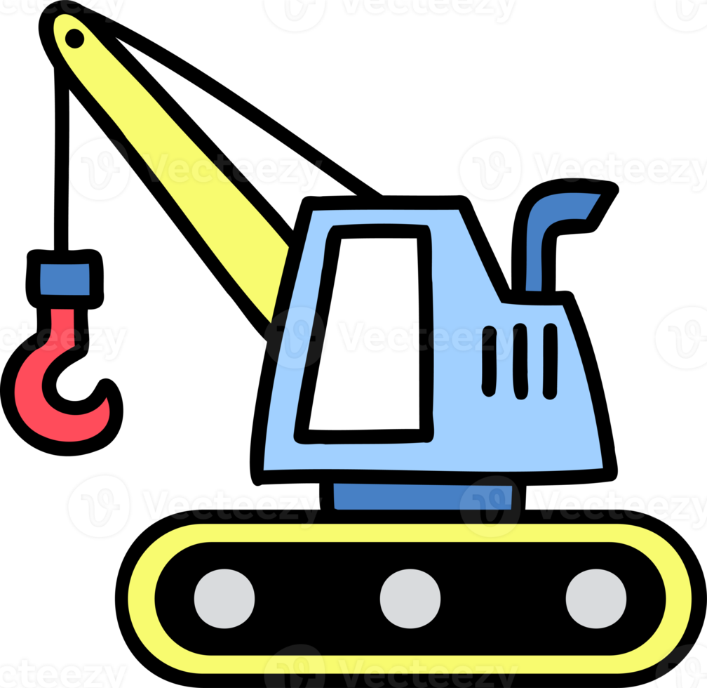 hand- getrokken graafmachine illustratie png