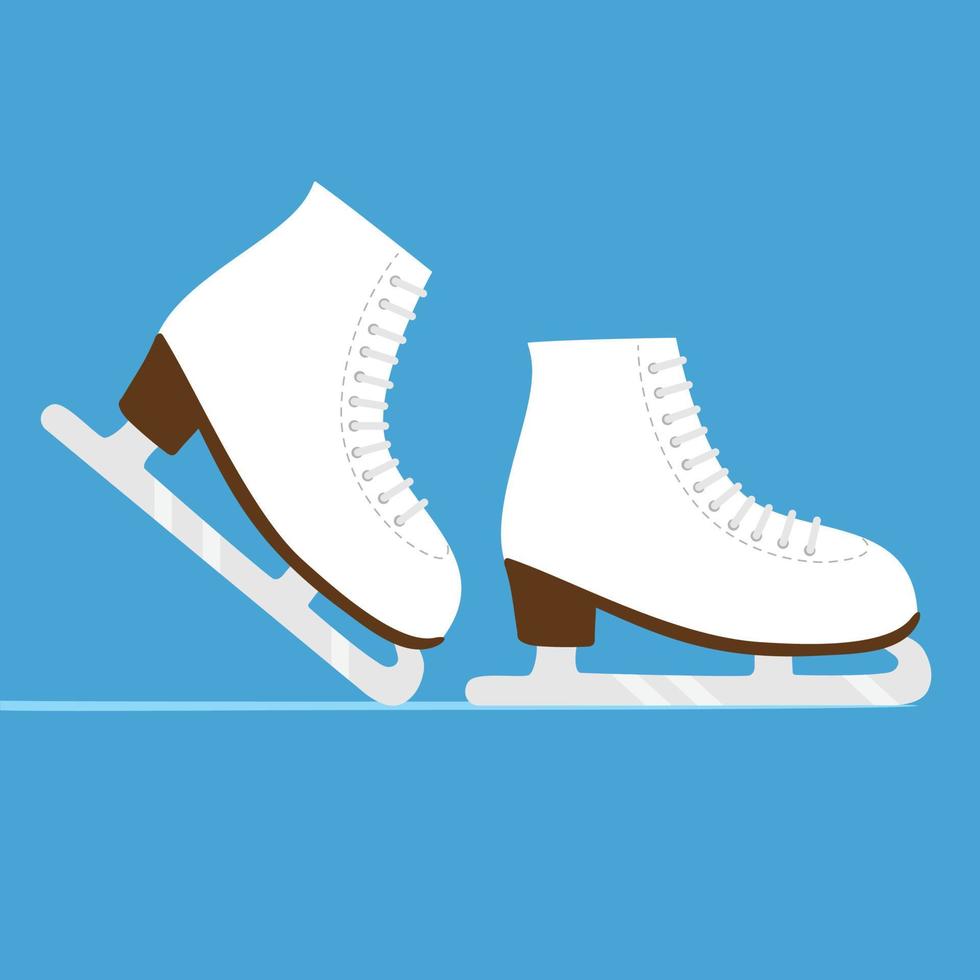 patines de hielo. Ilustración de vector de patines de invierno sobre fondo azul