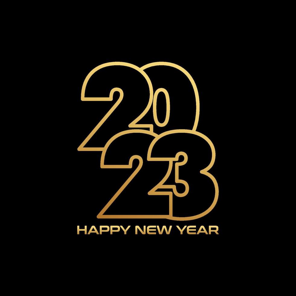 New year 2023 greeting. Happy new year 2023. 2023 gold color. New year 2023 vector illustration. New year background.