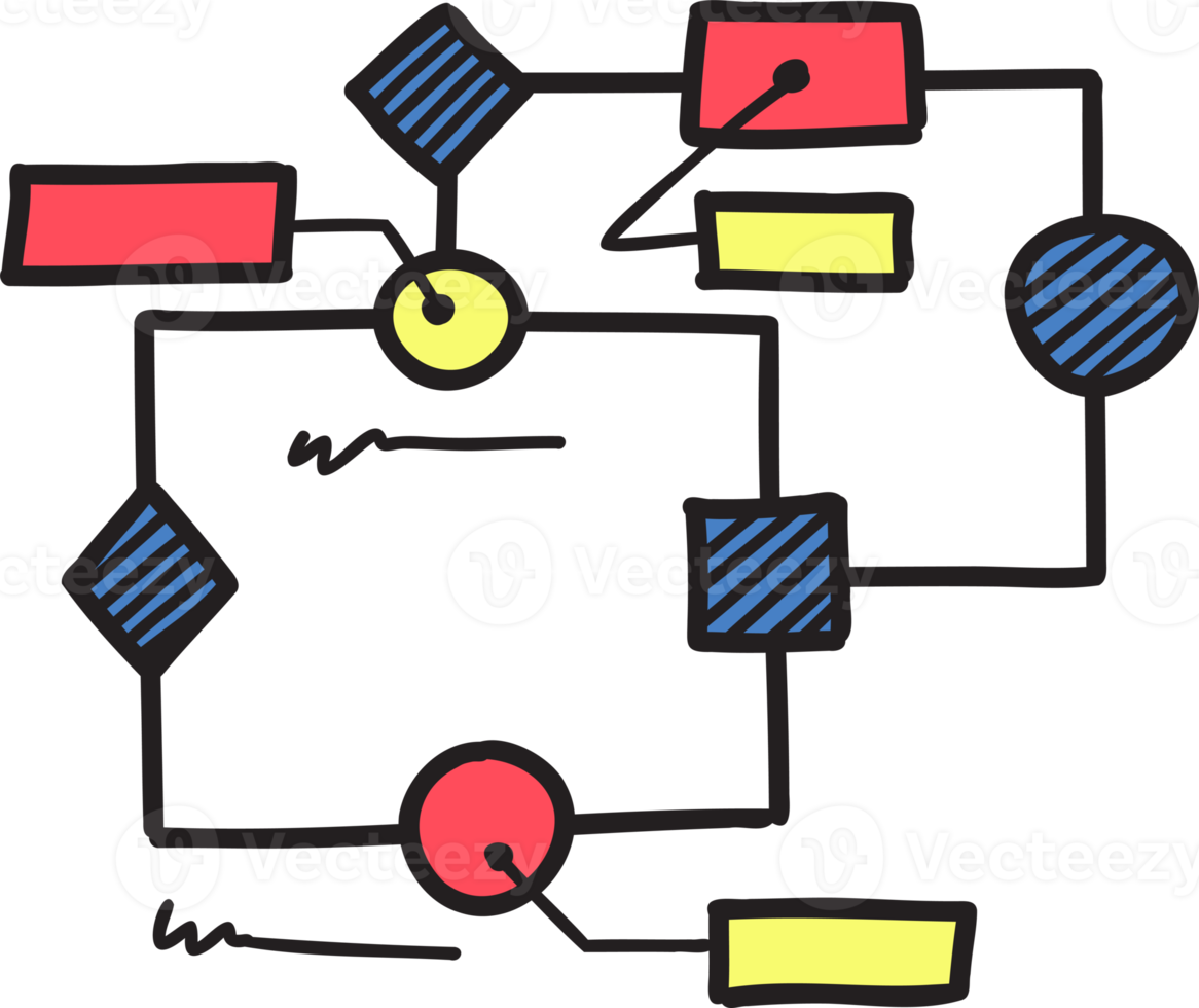 Hand Drawn square connection graph illustration png