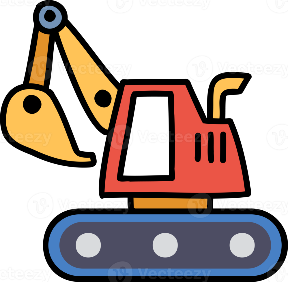 Hand Drawn Excavator illustration png