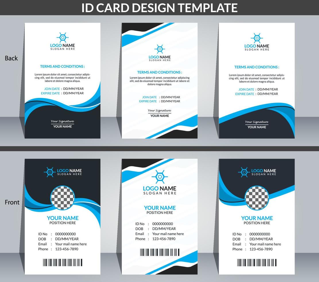 diseño de tarjeta de identificación moderno y profesional, diseño de tarjeta de identificación corporativa y creativa, tarjeta de identificación simple y abstracta, plantilla de diseño de tarjeta de identificación vector