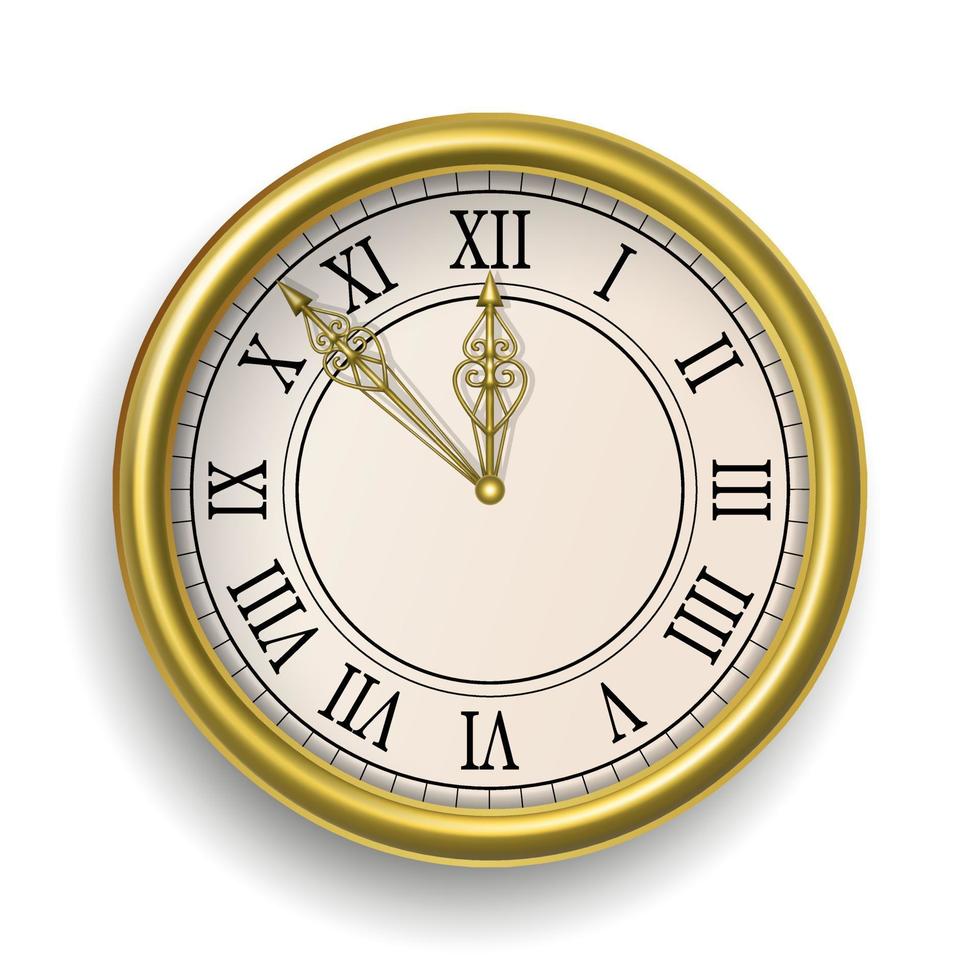 isolated gold clock for christmas and new year backgrounds vector