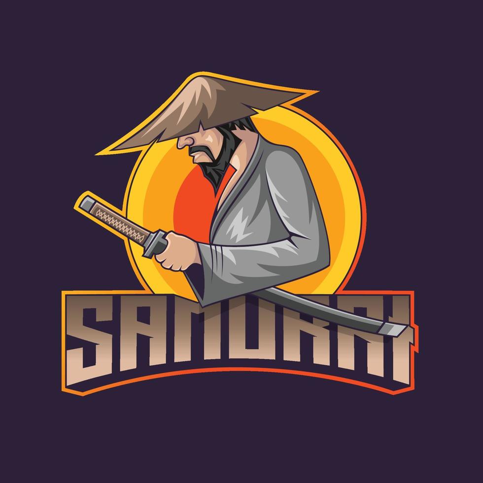 logotipo de la mascota samurai uso goo para la insignia del emblema de identidad del símbolo y más vector