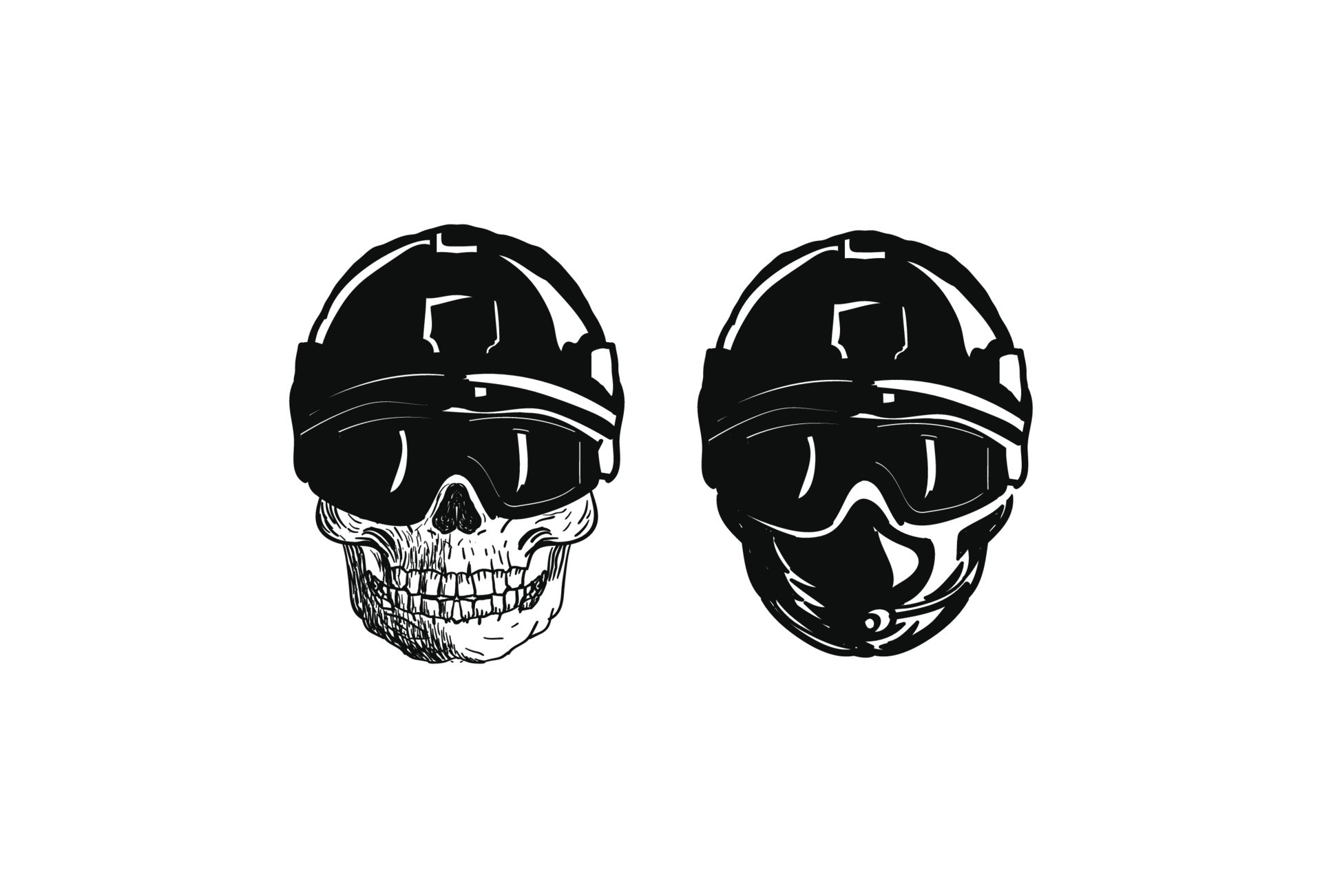 tactical warrior skull and military helmet in white begrouynd