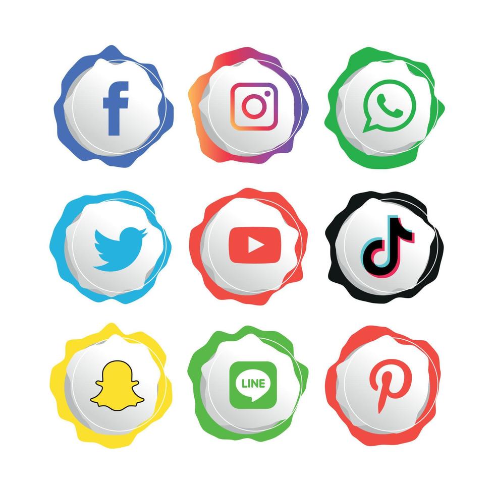 Social media icons set Logo Vector Illustrator