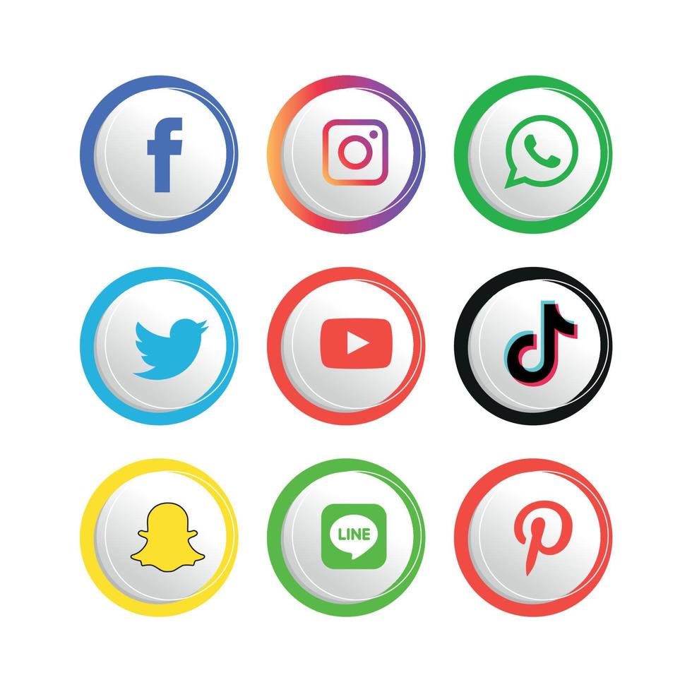 Social media icons set Logo Vector Illustrator