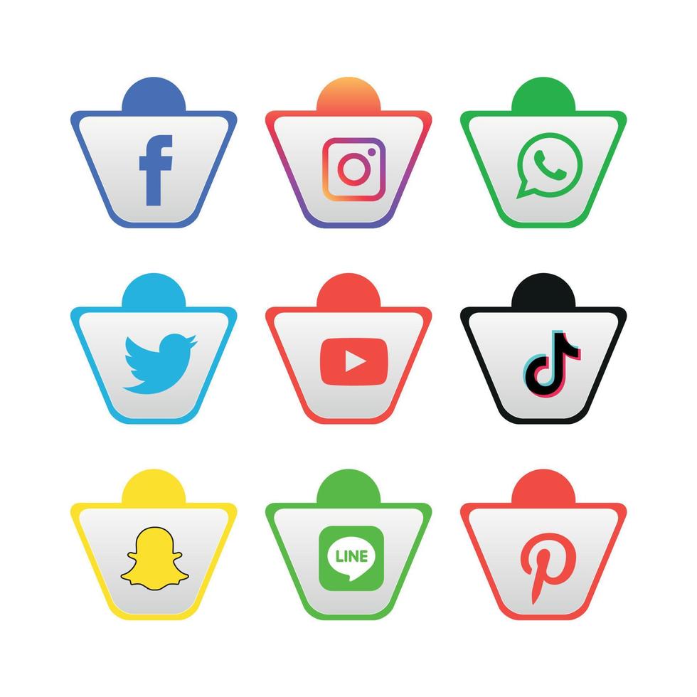 Social media icons set Logo Vector Illustrator