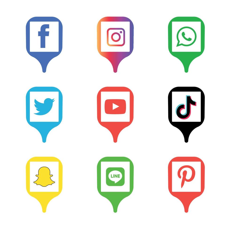 Social media icons set Logo Vector Illustrator