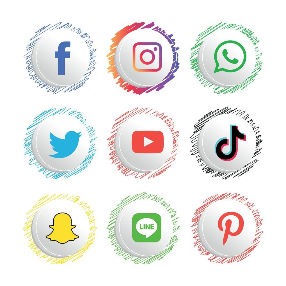 Social media icons set Logo Vector Illustrator