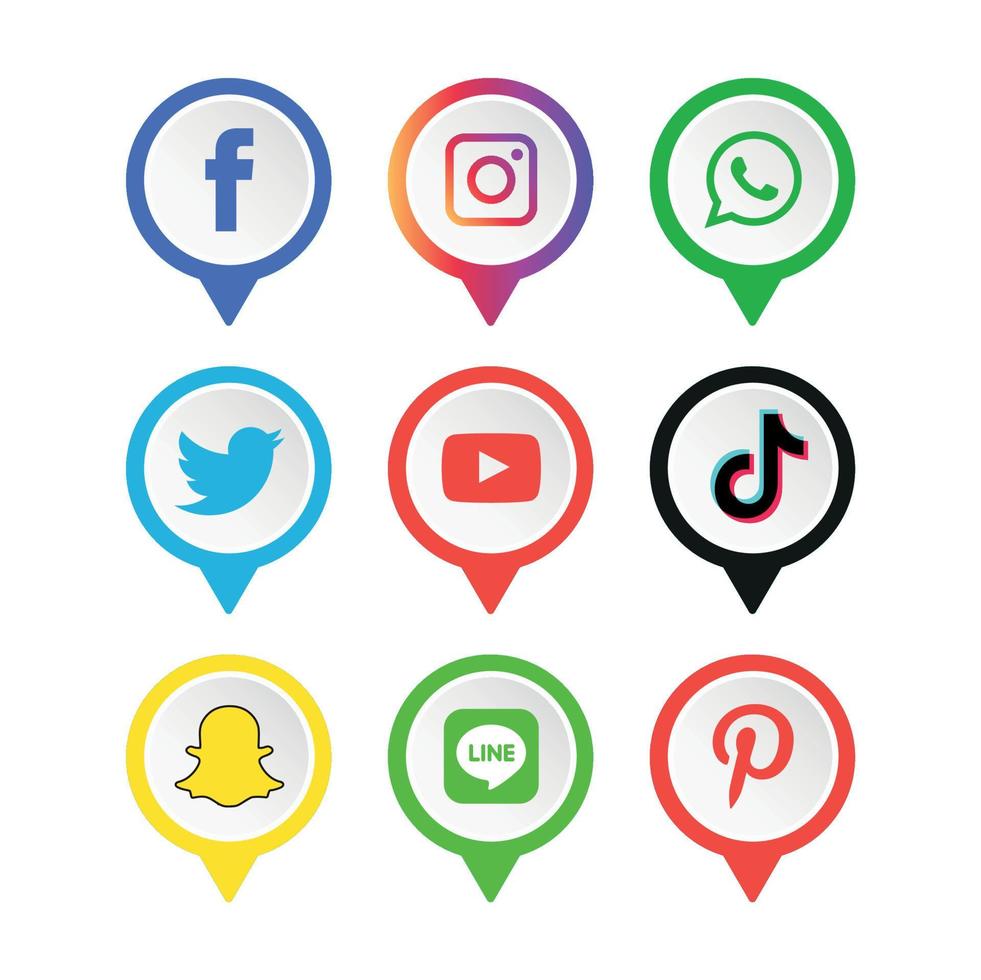 Social media icons set Logo Vector Illustrator