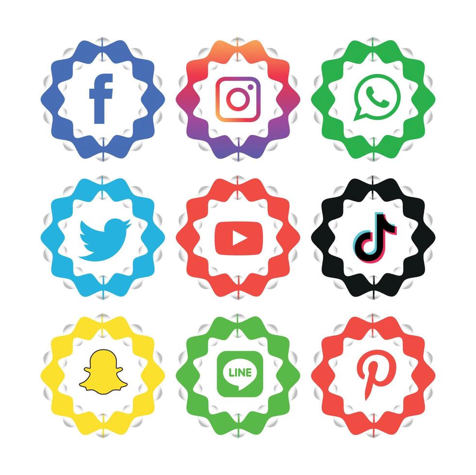 Social media icons set Logo Vector Illustrator