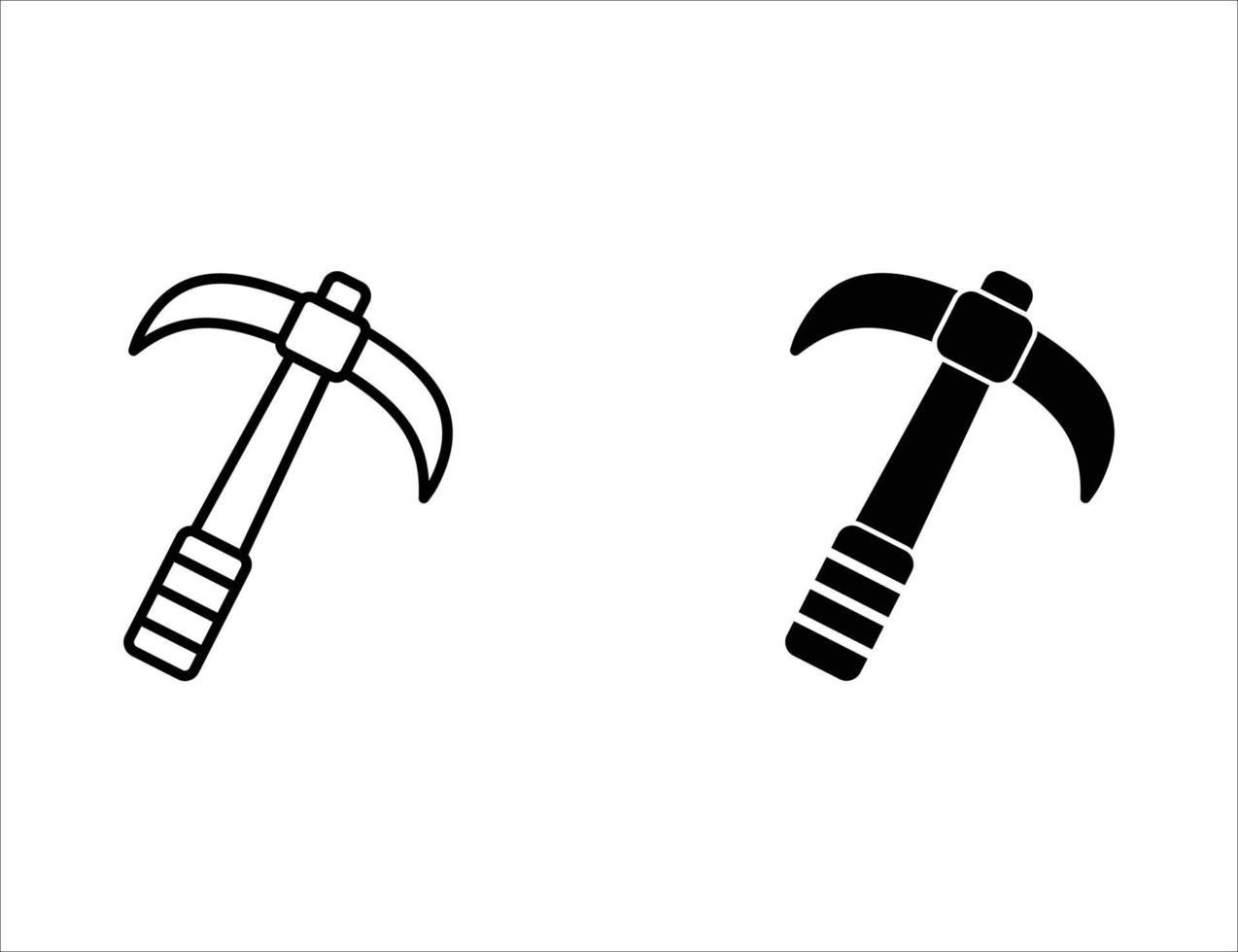 pickaxe icon. outline icon and solid icon vector
