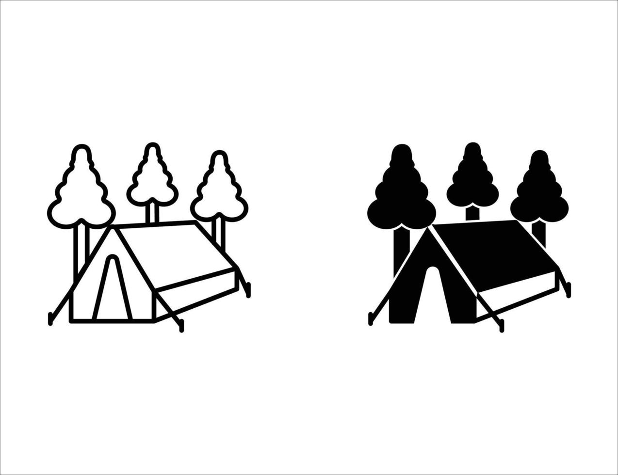 tent icon. outline icon and solid icon vector