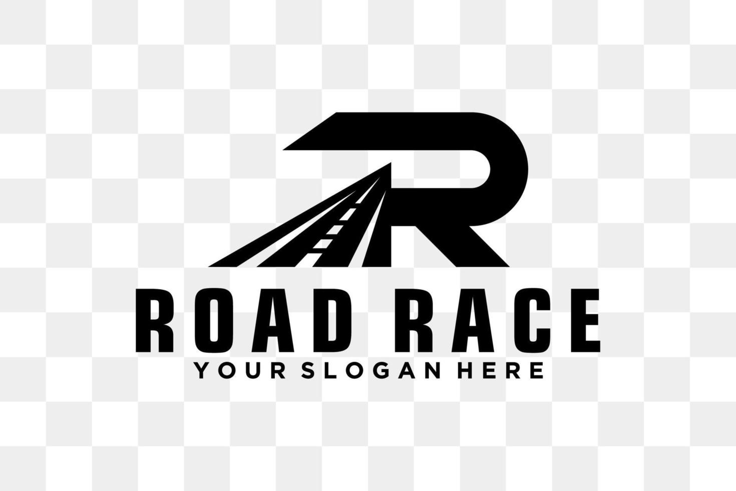 R and road logo design, racing, automotive vector