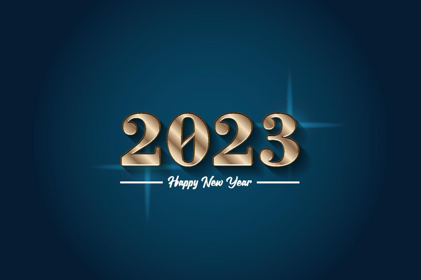 happy new year 2023, with gold color and shining light effect vector