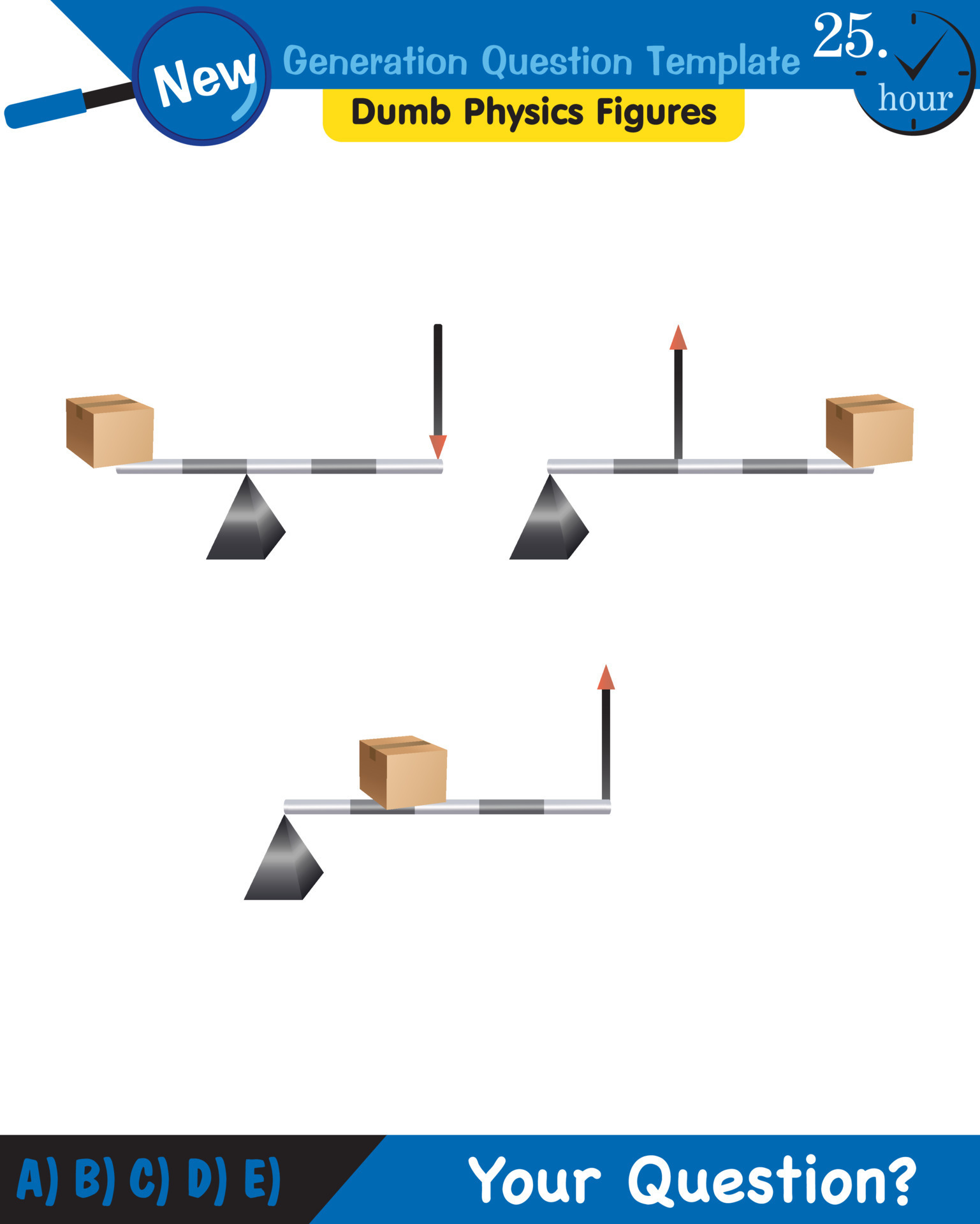 Physics, Lever examples vector illustration, simple machines, next