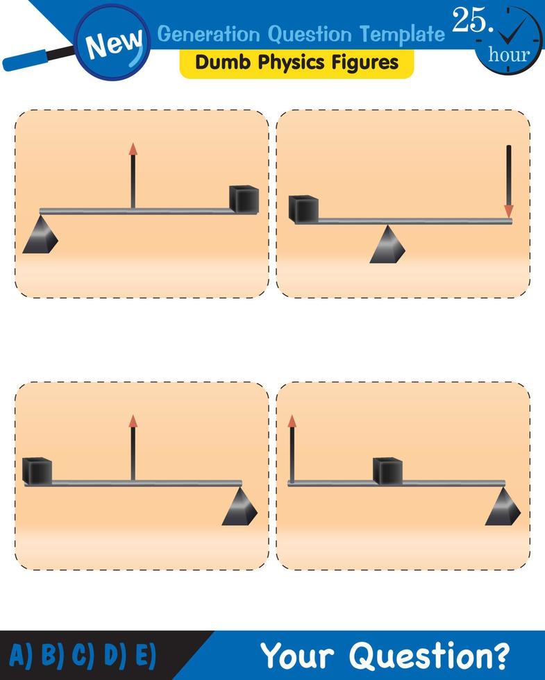 Physics, Lever examples vector illustration, simple machines, next