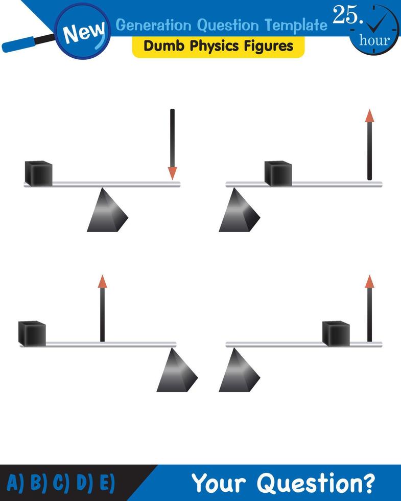Physics, Lever examples vector illustration, simple machines, next