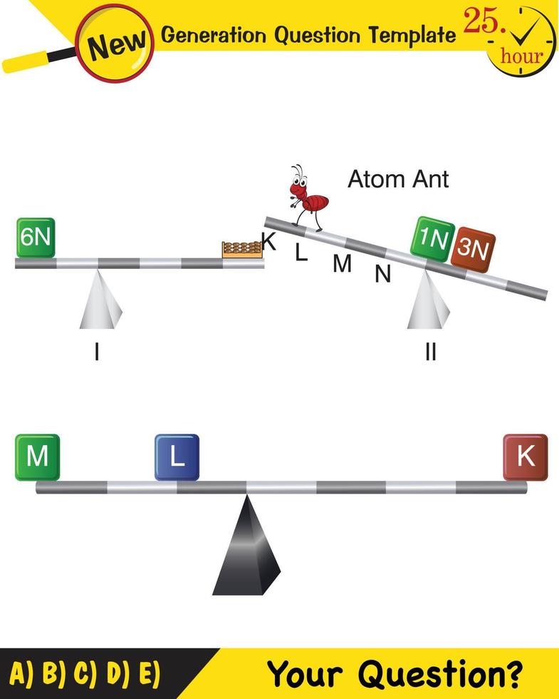 Physics, Lever examples vector illustration, simple machines, next