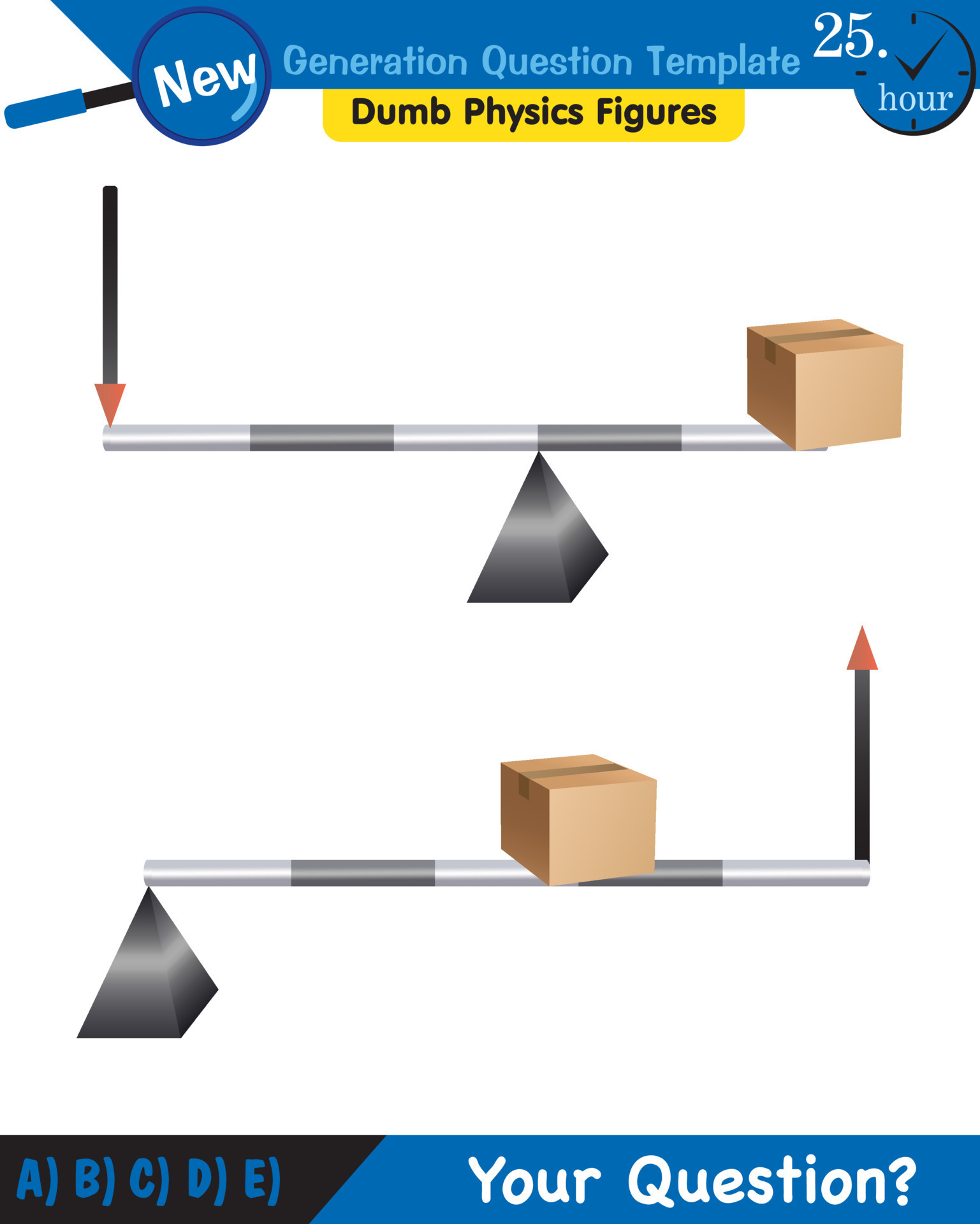 Physics, Lever examples vector illustration, simple machines, next