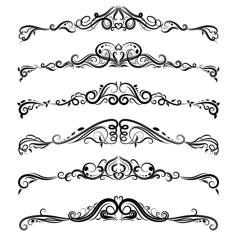 vector illustration set of border calligraphic and dividers decorative