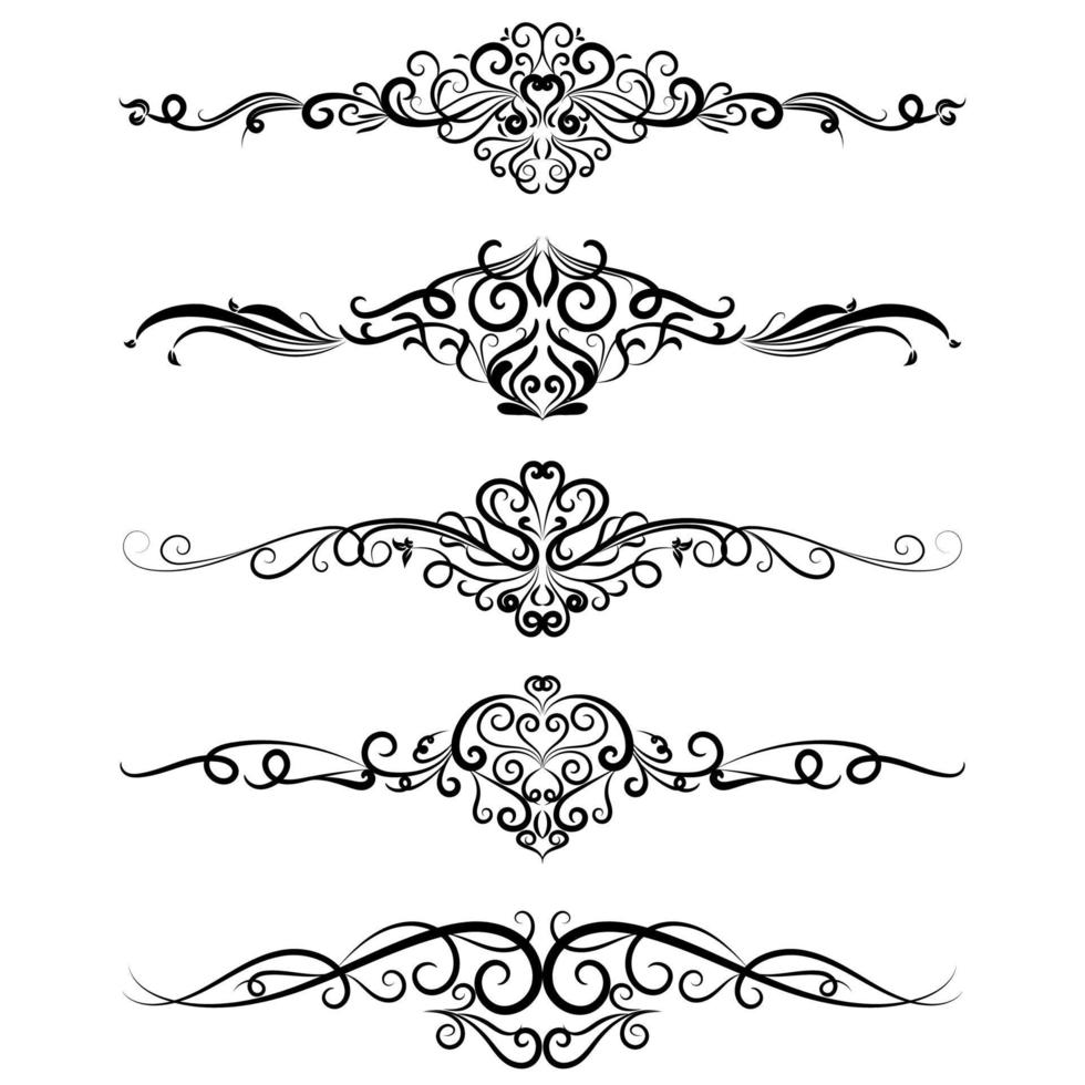 vector illustration set of border calligraphic and dividers decorative
