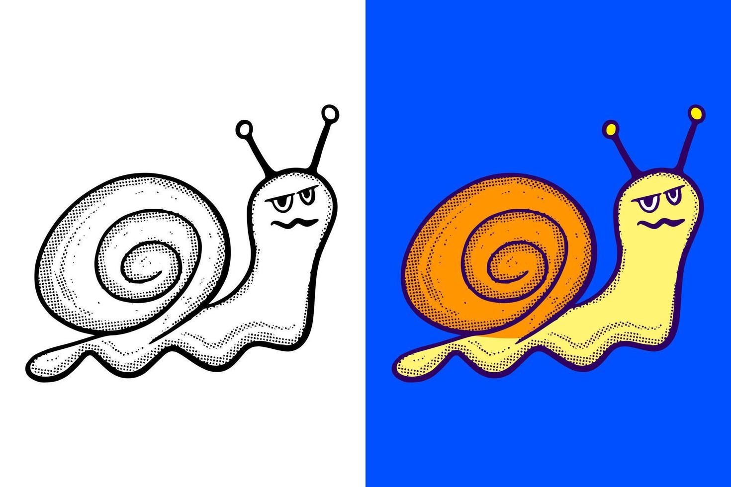 vector de estilo vintage de dibujos animados dibujados a mano ilustración de caracol