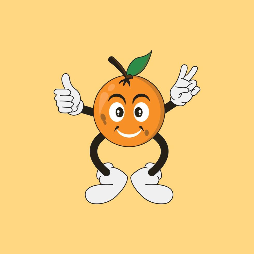 lindo amarillo naranja fruta carácter vector logo icono