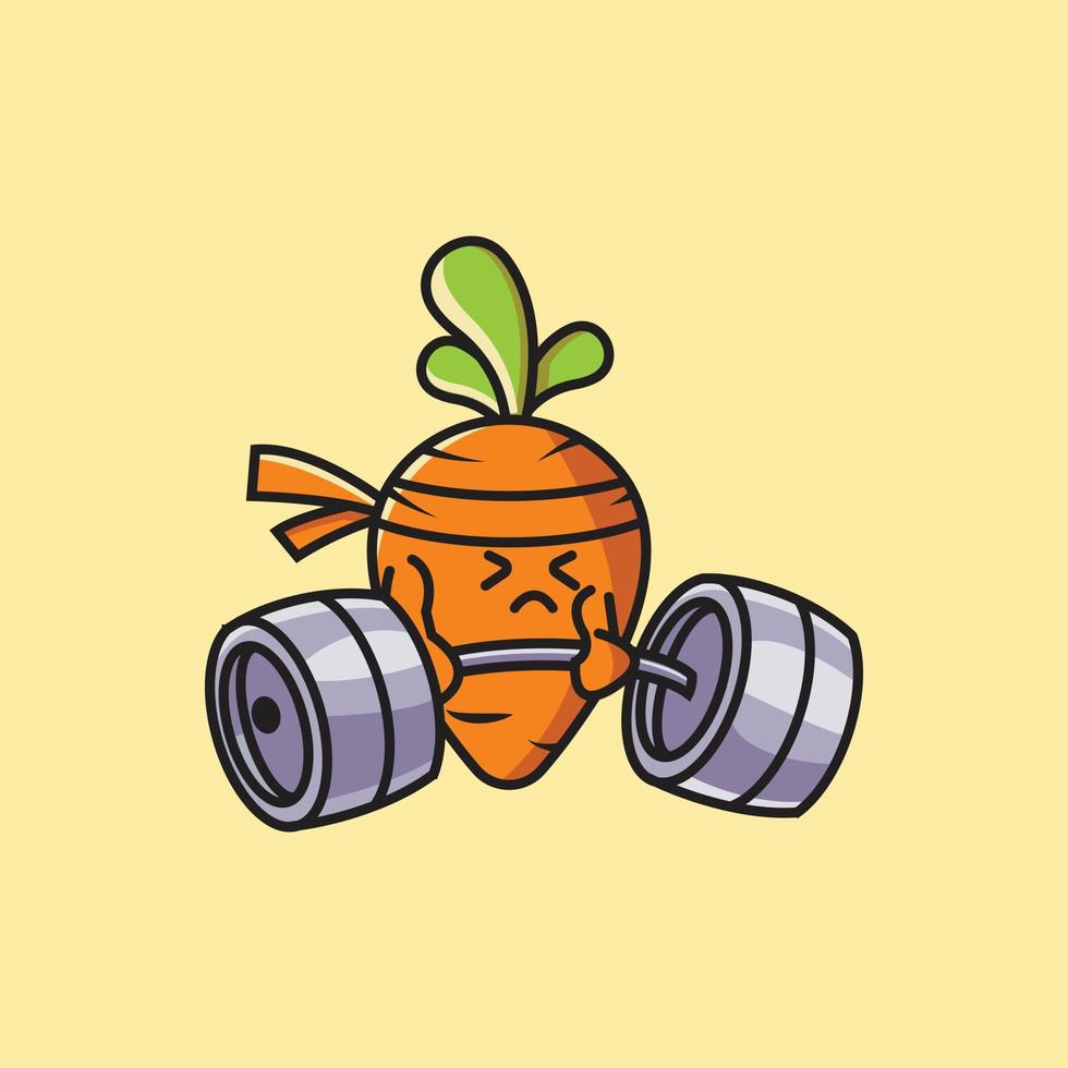 fitness zanahoria personaje vector logo icono